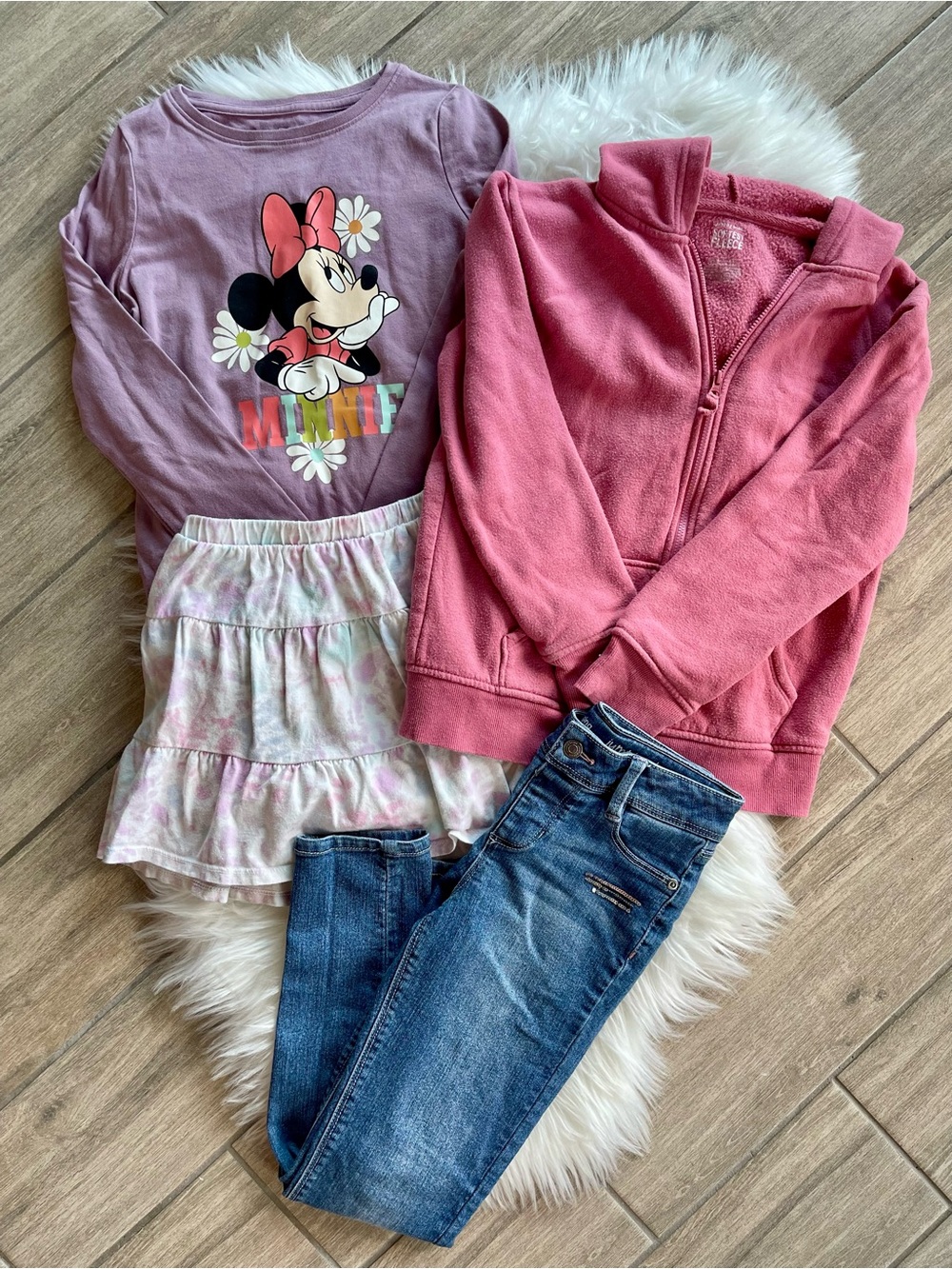 Disney Pink & Lavender Minnie Mouse Graphic Long-Sleeve Top + Bundled Clothing